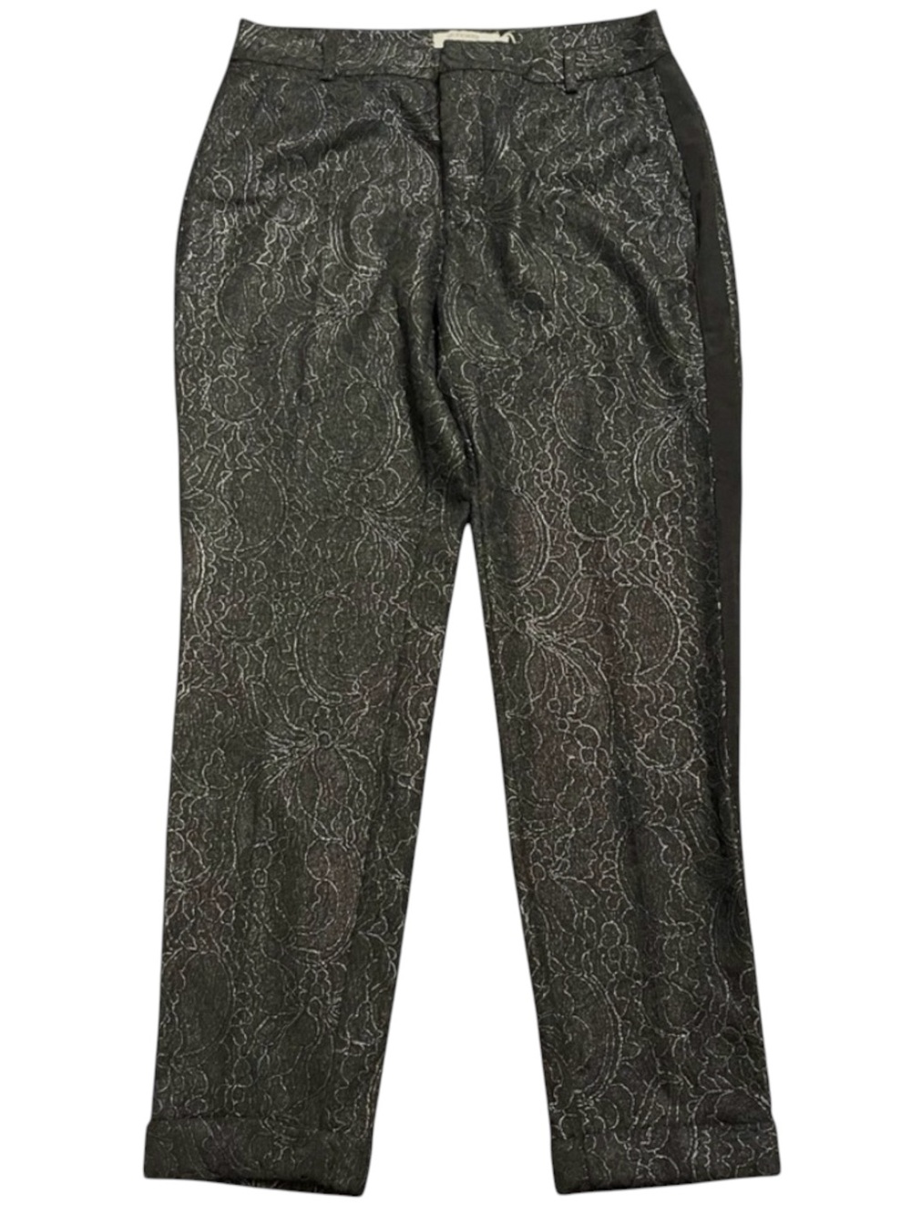 NWT CREAM Black/Silver Textured Vega Tuxedo Ankle Pants (US4/EU36)